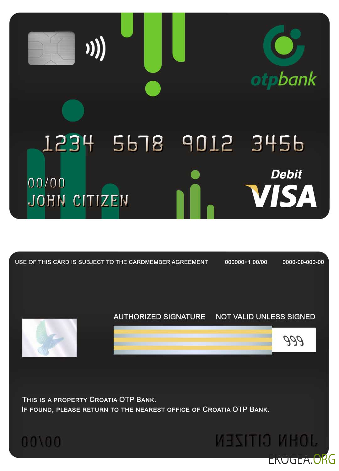Carte de débit visa bancaire OTP de Croatie